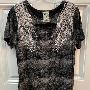 Peekaboo feather shirt